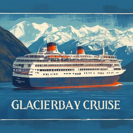 Retro travel poster of Westerdam cruise ship in Glacier Bay National Park Retro travel poster of Westerdam cruise ship in Glacier Bay National Park